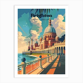 Brighton East Sussex Travel Illustration Póster