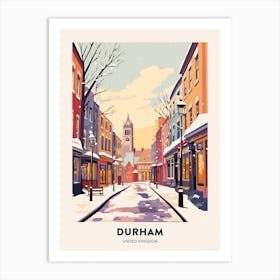 Vintage Winter Travel Poster Durham United Kingdom 2 Art Print