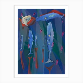 Whales In The Sea Art Print