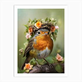 Robin In A Crown Art Print