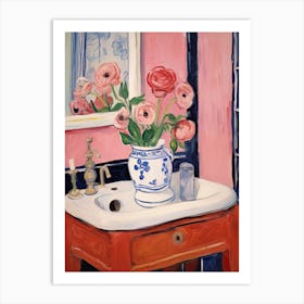 Bathroom Vanity Painting With A Ranunculus Bouquet 3 Art Print