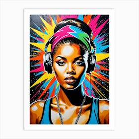 Graffiti Mural Of Beautiful Hip Hop Girl 58 Art Print