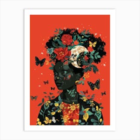 Black Girl With Butterflies Art Print