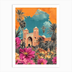 Morocco   Floral Retro Collage Style 3 Art Print