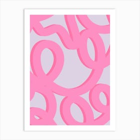 Retro Lines Abstract Brush Shapes Pink And Purple Art Print