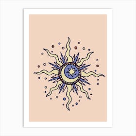 Hippie Sun And Moon Art Print