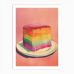 Rainbow Jelly Slice Retro Illustration Art Print