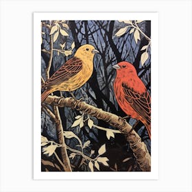 Art Nouveau Birds Poster Yellowhammer 1 Art Print