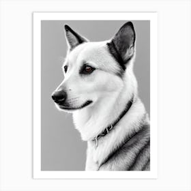 Norwegian Lundehund B&W Pencil Dog Art Print