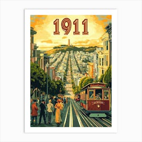 Aihrgdesign A Retro Travel Poster Of San Franciscos First Ele 11c7d08d Ebe8 4ca4 85d8 D03774e1df06 3 Art Print