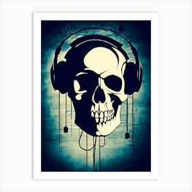 Skull With Headphones 124 Art Print