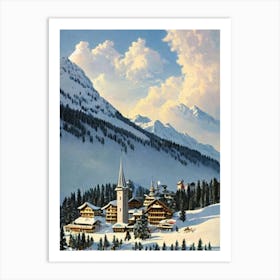 Gstaad, Switzerland Ski Resort Vintage Landscape 2 Skiing Poster Art Print