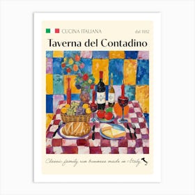 Taverna Del Contadino Trattoria Italian Poster Food Kitchen Art Print