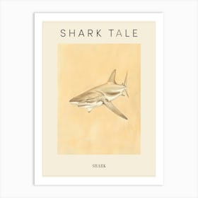 Vintage Shark Pencil Illustration Beige 5 Poster Art Print