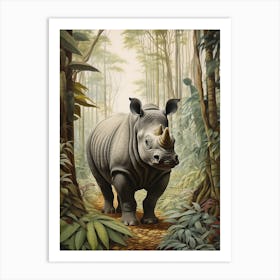 Rhino Deep In The Nature 4 Art Print