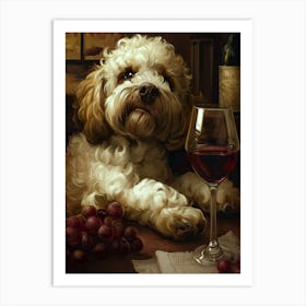 Dog With A Glass Of Wine Art Print