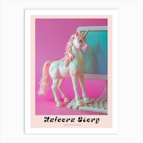 Toy Unicorn On The Computer Poster Art Print