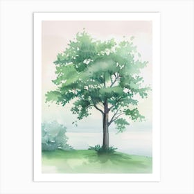 Teak Tree Atmospheric Watercolour Painting 2 Art Print