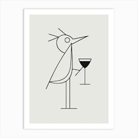Bird And Cocktail Line Art 3 Art Print