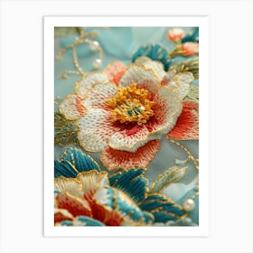 Embroidered Flowers 11 Art Print