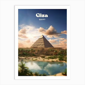 Giza Egypt Sphinx Travel Art Illustration Art Print