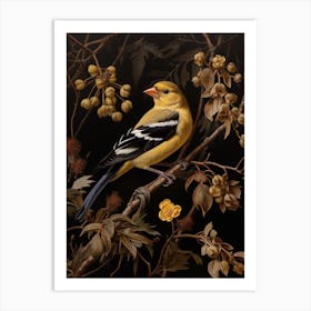 Dark And Moody Botanical American Goldfinch 2 Art Print