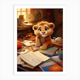 Baby Lion's Educational Expedition Print Art Print