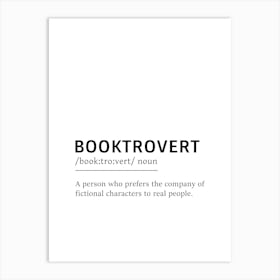 Booktrovert Definition Poster - Dictionary Art Print