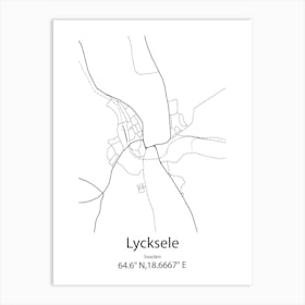 Lycksele,Sweden Minimalist Map Art Print