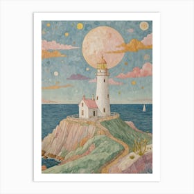 Lighthouse In Pastel Art Print