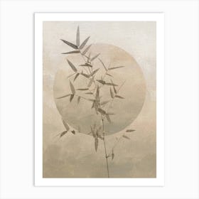 Beige Japadi Scandi Bamboo Tree Artwork Japanese Fine Art Painting Art Print