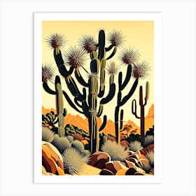 Joshua Tree Pattern Vintage Botanical Line Drawing  (6) Art Print