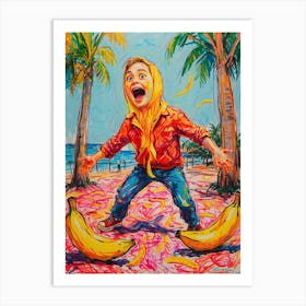 Girl With Bananas Art Print