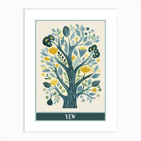 Yew Tree Flat Illustration 6 Poster Art Print