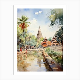 Suan Nong Nooch Garden Thailand Watercolour 7 Art Print