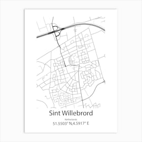 Sint Willebrord,Netherlands Minimalist Map Art Print