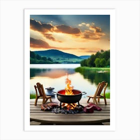 Fire Pit On The Lake Art Print