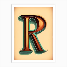 R, Letter, Alphabet Retro Drawing 1 Art Print