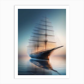 Sailing Ship At Sunset Art Print