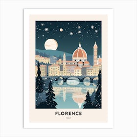 Winter Night  Travel Poster Florence Italy 4 Art Print