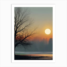 Winter Tree at Sunset 1 Art Print