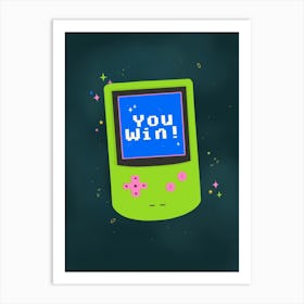 Game Boy You Win Art Print