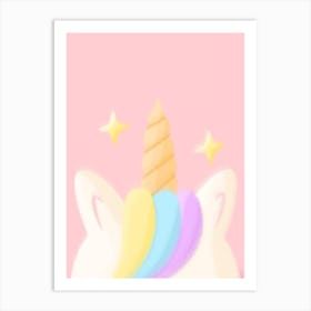 Unicorn, Fade, Children's, Kids, Nursery, Cot, Bedroom, Animal, Colourful, Art, Wall Print Art Print