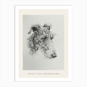 Scottish Deerhound Dog Line Sketch 3 Poster Art Print