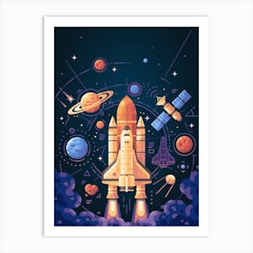 Space Rocket Nursery Art Print