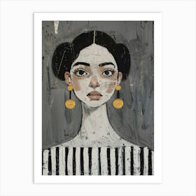 Woman With Gold Earrings Art Print