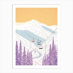 Lake Louise Ski Resort   Alberta, Canada, Ski Resort Pastel Colours Illustration 1 Art Print