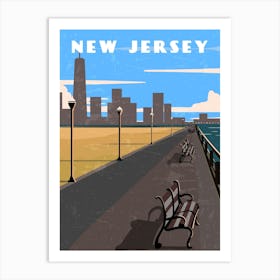 New Jersey, USA — Retro travel minimalist poster Art Print