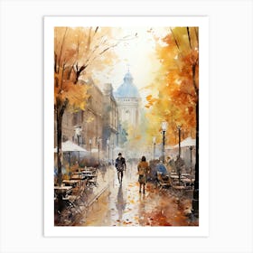 Berlin Germany In Autumn Fall, Watercolour 2 Art Print