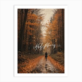 Autumn Greeting Crafted In Hand Drawn Style Rustic Typography Dancing Across The Visual Space Musi (5) Art Print